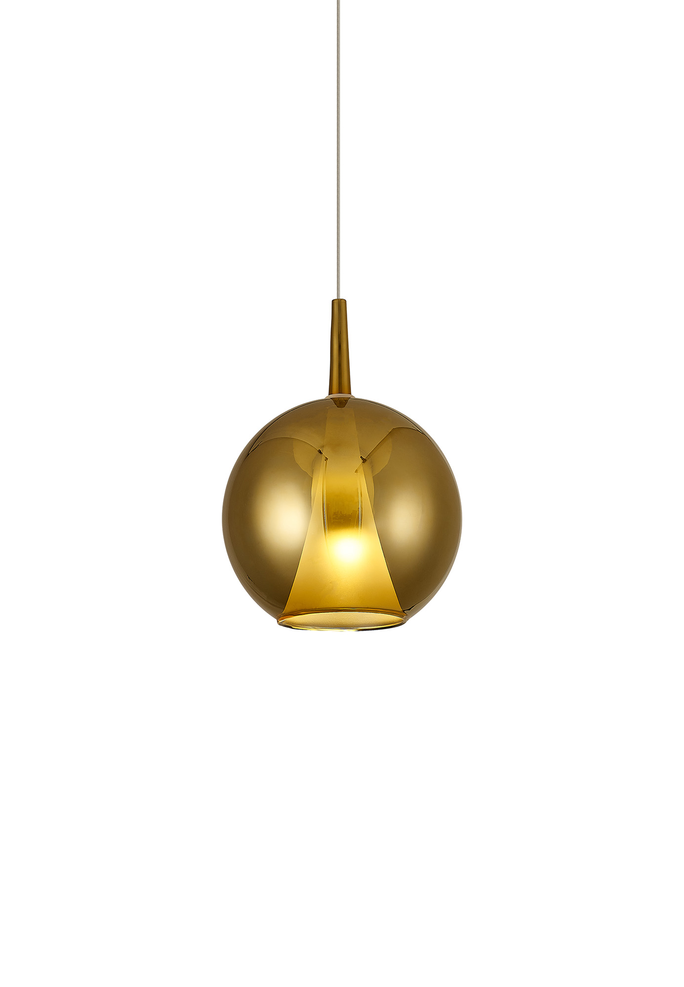 M8243  Elsa Assembly Pendant (WITHOUT PLATE) With Round Shade 1 Light Gold Glass